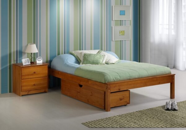 Cheyenne Platform Bed with Under Bed Chest on the side Pecan