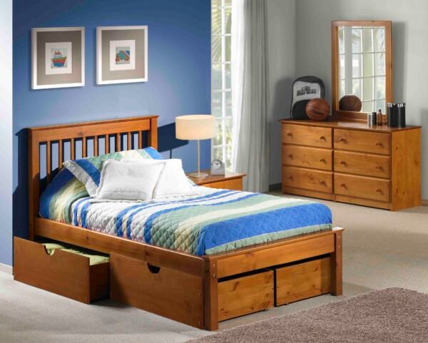 Laguna Platform Bed with Under Bed Chest Pecan