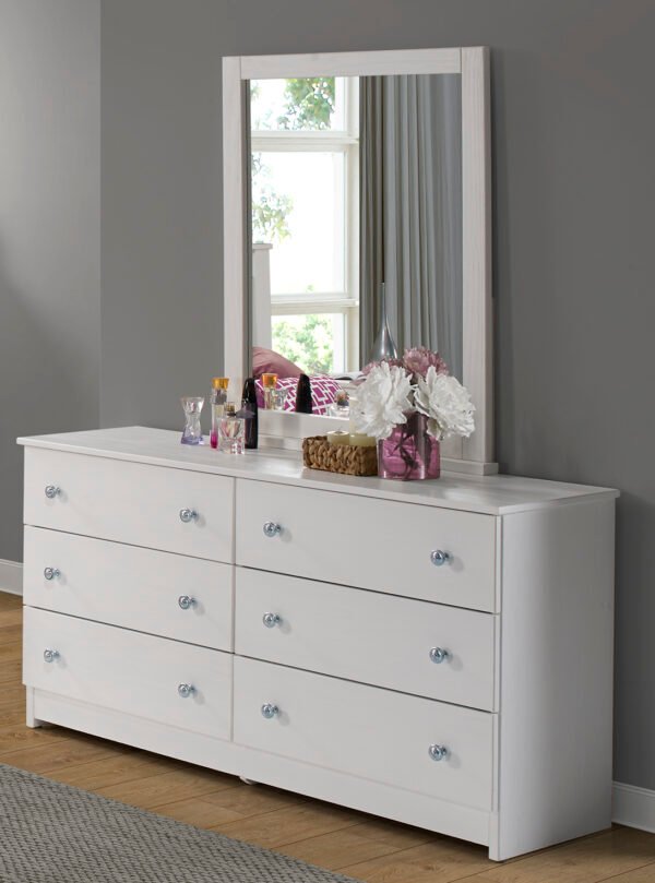 Double Dresser + Mirror White Collection